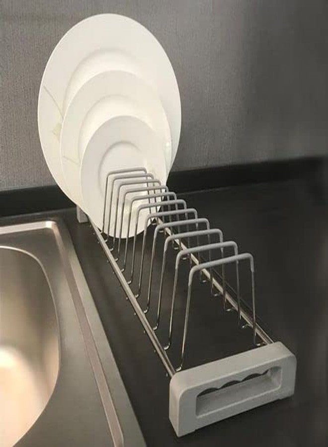 Ebco Products Stainless Steel Plate Rack - Elegant Holder Stand for Small Spaces, Portable - Image 1