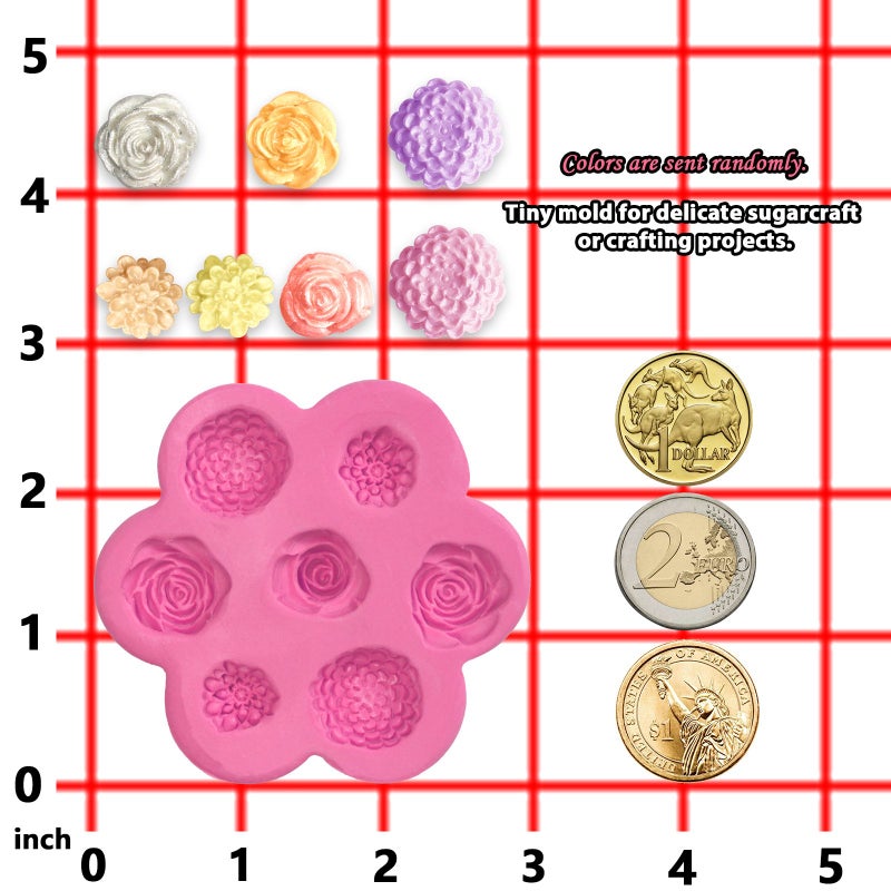 FUNSHOWCASE Mini Flowers Fondant Silicone Mold for Sugarcraft Cake Decoration, Cupcake Topper, Polymer Clay, Soap Wax Making Crafting Projects 7-Cavity - Image 4