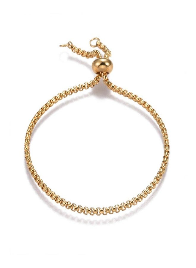 LZD Adjustable Stainless Steel Slider Bracelet Bolo Slider Bead Gold 9.5" 2.5mm A108 - Image 1
