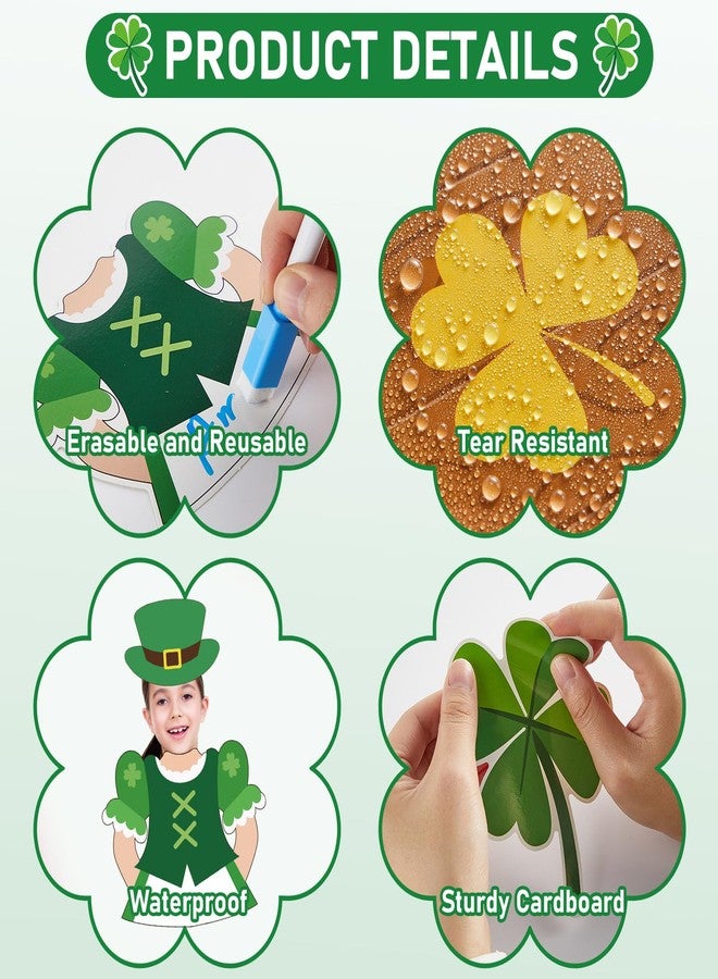 OBUSATT St. Patrick's Day Bulletin Board Decorations Set Leprechaun DIY Photo Craft Cutouts Green Lucky Shamrock Rainbow Irish Classroom Decoration for Holiday Party School Home Office Chalkboard Wall Decor - Image 3