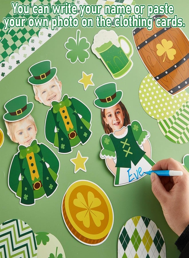 OBUSATT St. Patrick's Day Bulletin Board Decorations Set Leprechaun DIY Photo Craft Cutouts Green Lucky Shamrock Rainbow Irish Classroom Decoration for Holiday Party School Home Office Chalkboard Wall Decor - Image 4