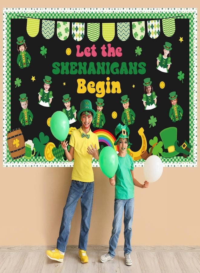 OBUSATT St. Patrick's Day Bulletin Board Decorations Set Leprechaun DIY Photo Craft Cutouts Green Lucky Shamrock Rainbow Irish Classroom Decoration for Holiday Party School Home Office Chalkboard Wall Decor - Image 5