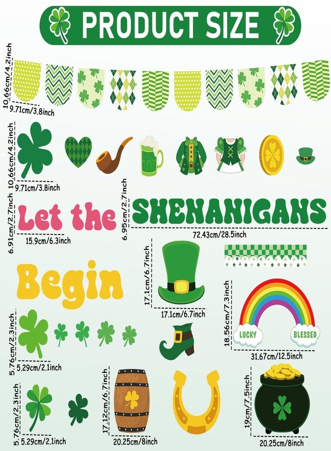 OBUSATT St. Patrick's Day Bulletin Board Decorations Set Leprechaun DIY Photo Craft Cutouts Green Lucky Shamrock Rainbow Irish Classroom Decoration for Holiday Party School Home Office Chalkboard Wall Decor - Image 2