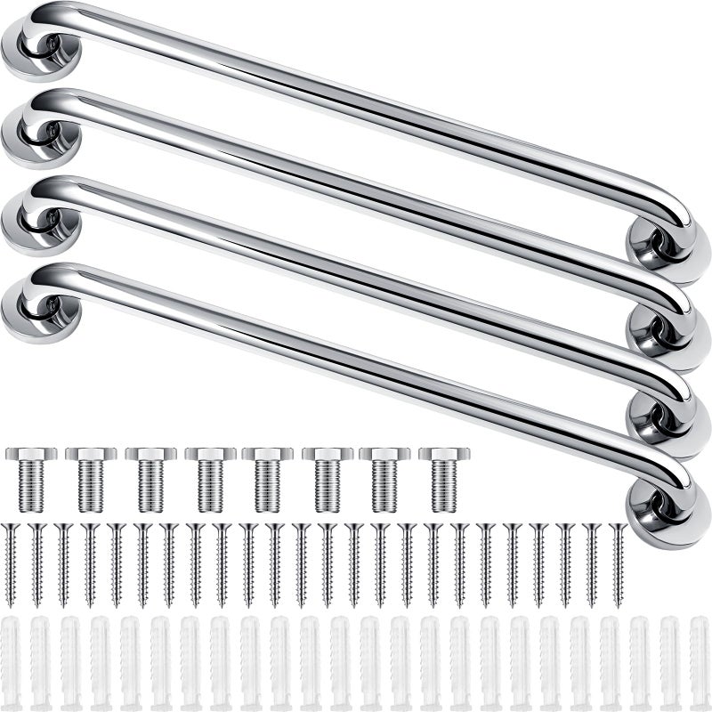 Tatuo 4 Pack Showers Grab Bars for Bathtubs 304 Stainless Steel Bathroom Safety Handrails Anti Slip Handles Grab Bars for Elderly Senior Pregnant Silver16 Inch - Image 2