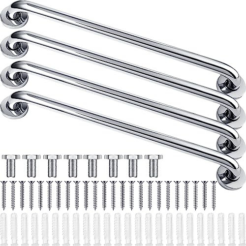 Tatuo 4 Pack Showers Grab Bars for Bathtubs 304 Stainless Steel Bathroom Safety Handrails Anti Slip Handles Grab Bars for Elderly Senior Pregnant Silver16 Inch - Image 1