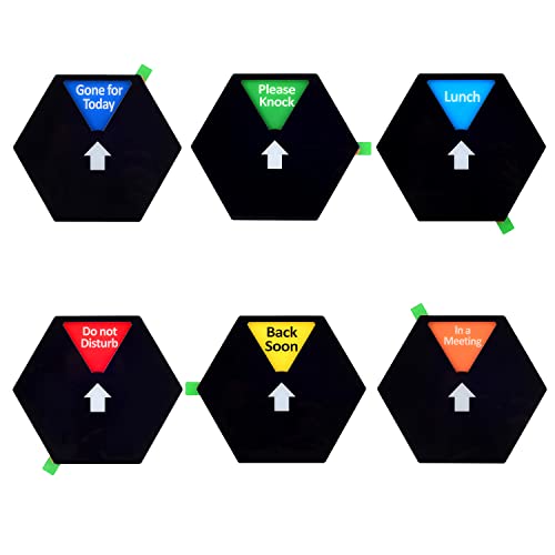 Kichwit Privacy Sign for Office Door, Do Not Disturb Sign, Please Knock, In a Meeting, Back Soon, Lunch and Gone for Today, 5 Inch, Black - Image 1
