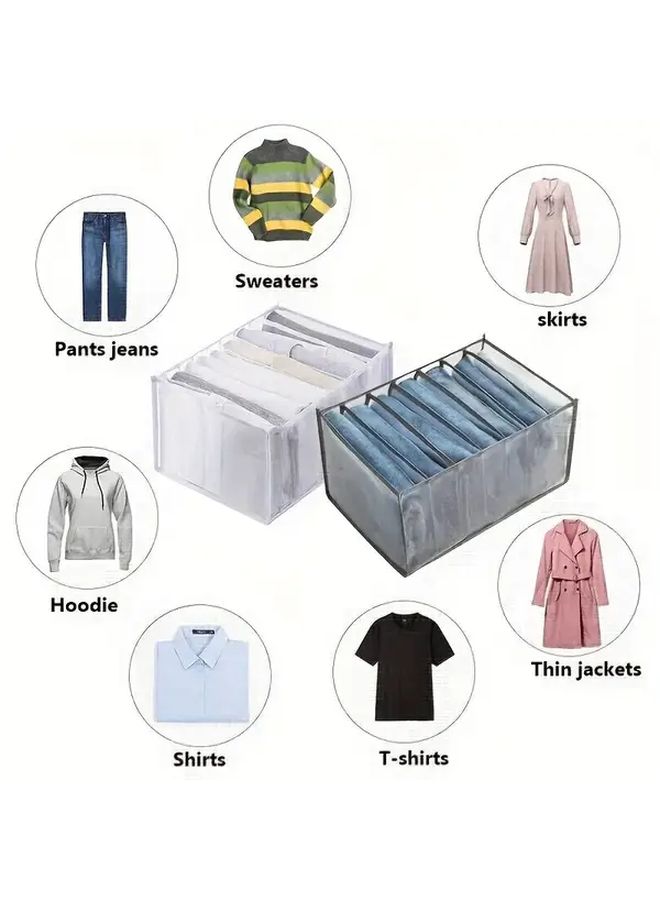 Gray 7 Grid Drawer Organizer with Handle Washable Foldable Storage Box for Clothes - Image 4
