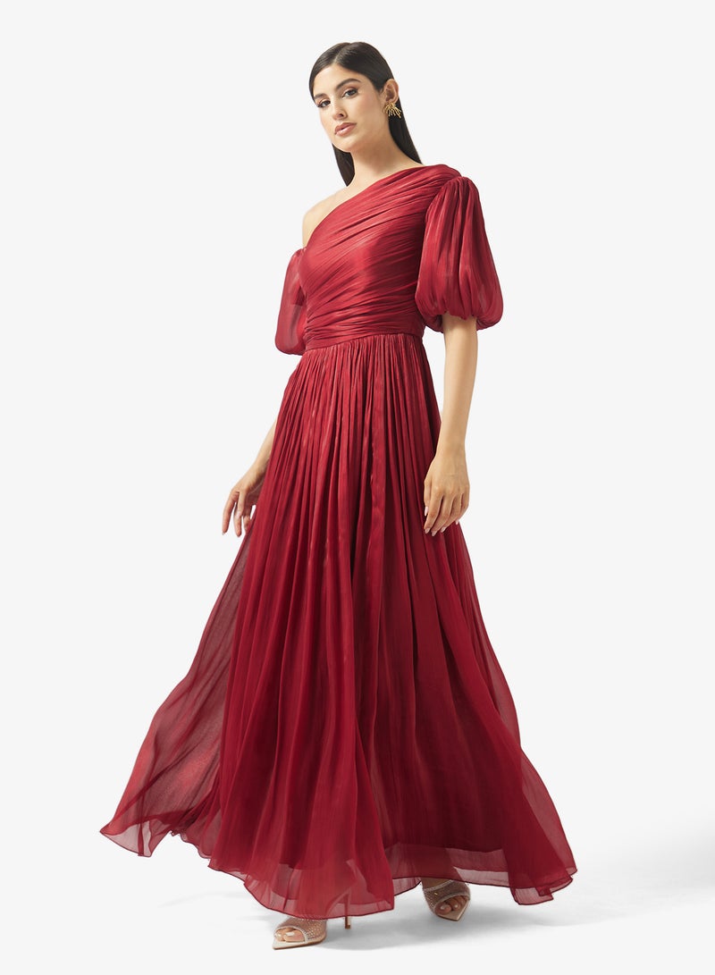 نمشي x فستان بكتف واحد مطوي - Image 1