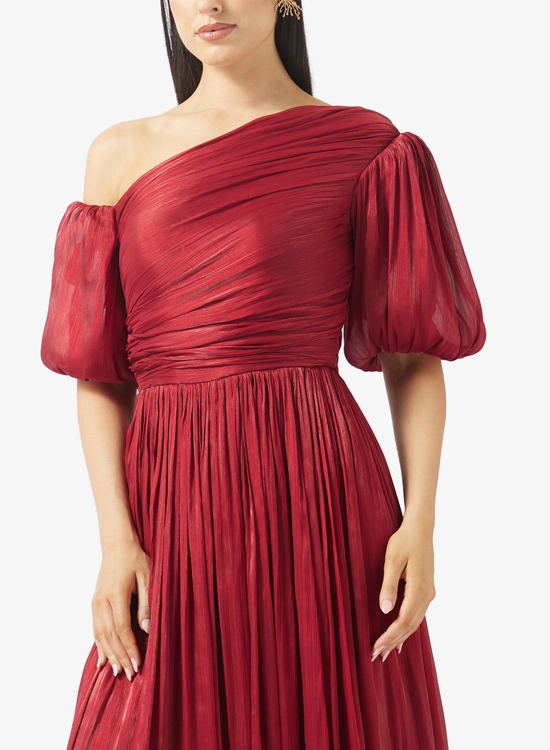 نمشي x فستان بكتف واحد مطوي - Image 3