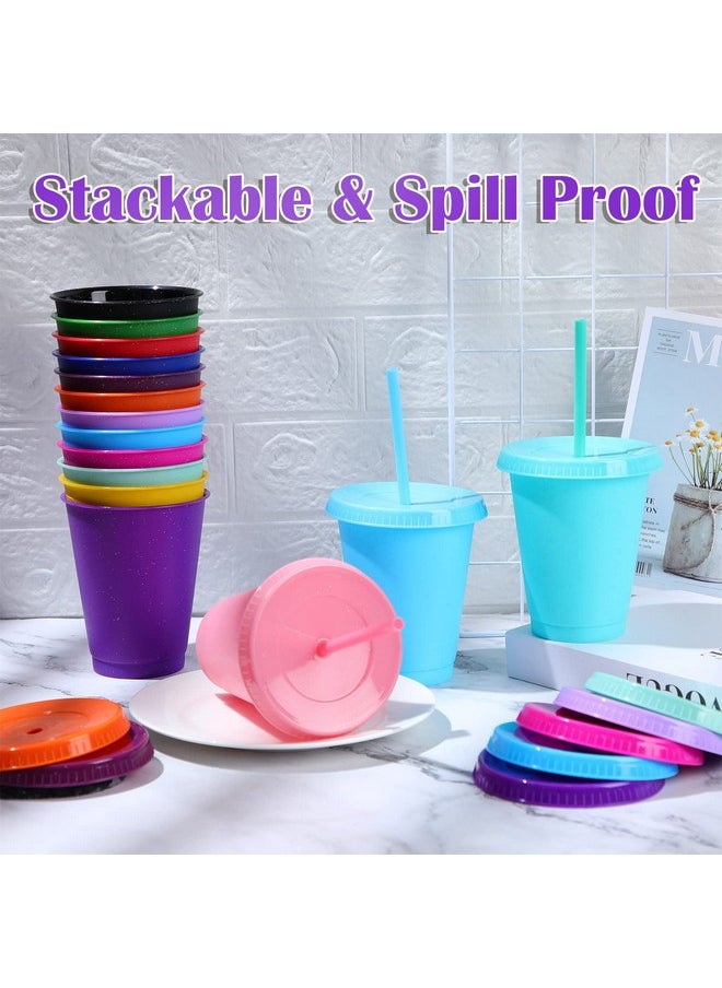 Sieral Sieral Cups with Straws and Lids Kids Tumbler with Straw Reusable Water Bottle Iced Coffee Travel Mug Cup Adults Plastic Cups for Parties 16 oz(Cute Colors, 15 Pack)  - Image 2