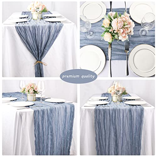 Fivenl 12 Pack 10Ft Cheesecloth Table Runner 35x120 Inch Boho Gauze Table Runner Rustic Cheese Cloth Long Romantic Table Runners for Wedding Bridal Shower Birthday Party Table Decor (Dusty Blue) - Image 5
