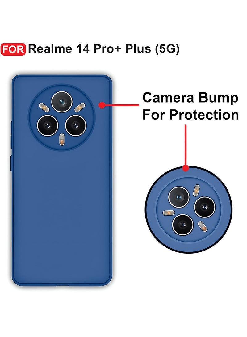 Wtech Realme 14 Pro+ / Plus 5G 2025 Premium Soft Liquid Silicone Case Cover (MCRPSN) - Navy Blue - Image 3