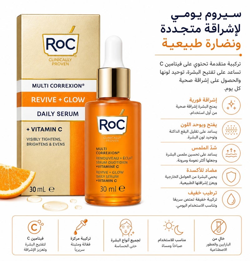 RoC Multi Correxion Revive + Glow Daily Serum 10% Vitamin C - 30ml - Image 1