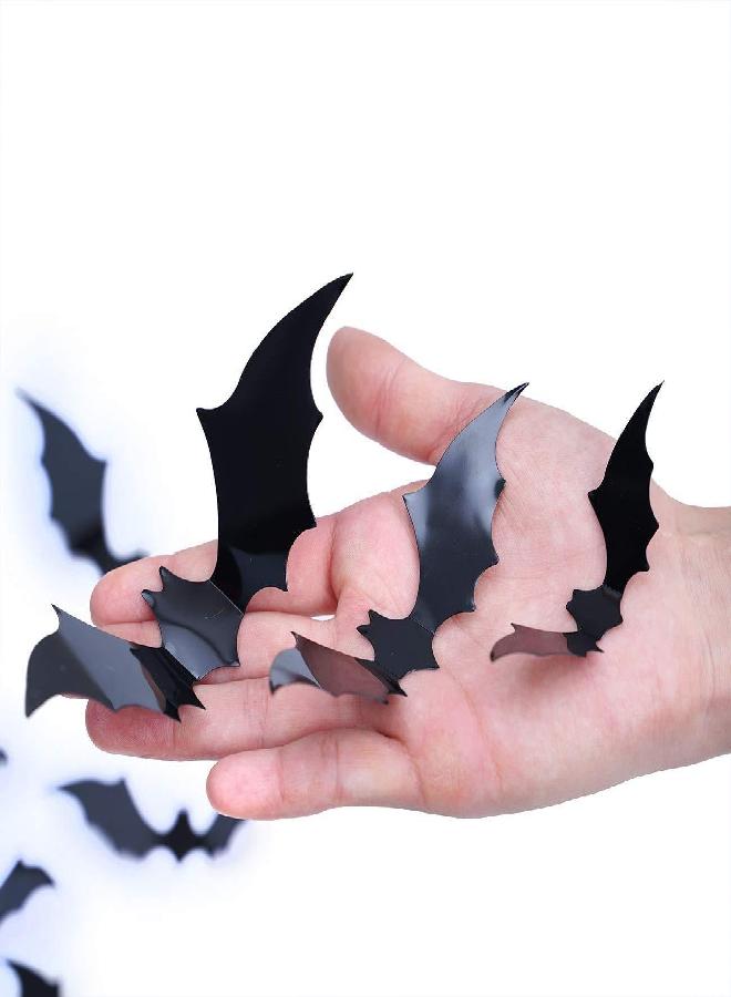 DIYASY Bats Wall Decor, 120 Pcs 3D Bat Halloween Decoration Stickers for Home Decor 4 Size Waterproof Black Spooky Bats for Room Decals - Image 2