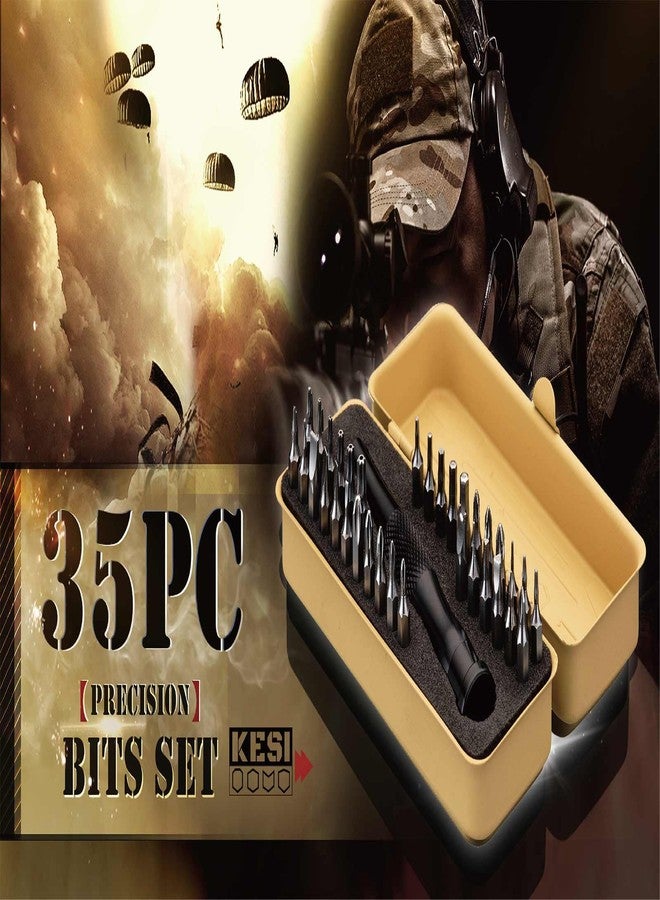 KESI Tool Torx Bit Set 35-Piece, 2 In-1 Bits Ratchet, Flex Locking Head Design with 34-piece Precision S2 Bits Magnetic Bit Holder and Compact Paint Metal Case, Multi-function - Image 2