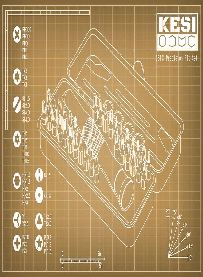 KESI Tool Torx Bit Set 35-Piece, 2 In-1 Bits Ratchet, Flex Locking Head Design with 34-piece Precision S2 Bits Magnetic Bit Holder and Compact Paint Metal Case, Multi-function - Image 3