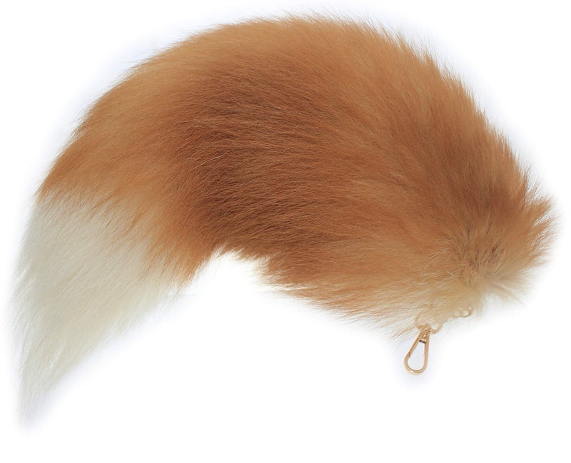Chunxiao Supper Huge and Fluffy Sunny Fox Tail Fur Cosplay Handbag Accessories Key Chain Ring Hook Tassels (Orange)