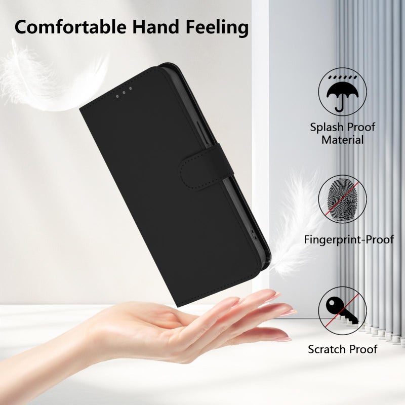BURAQ Case Cover For vivo V50 Lite 5G Skin Feel Solid Color Leather Phone Case with Lanyard(Black) - Image 5