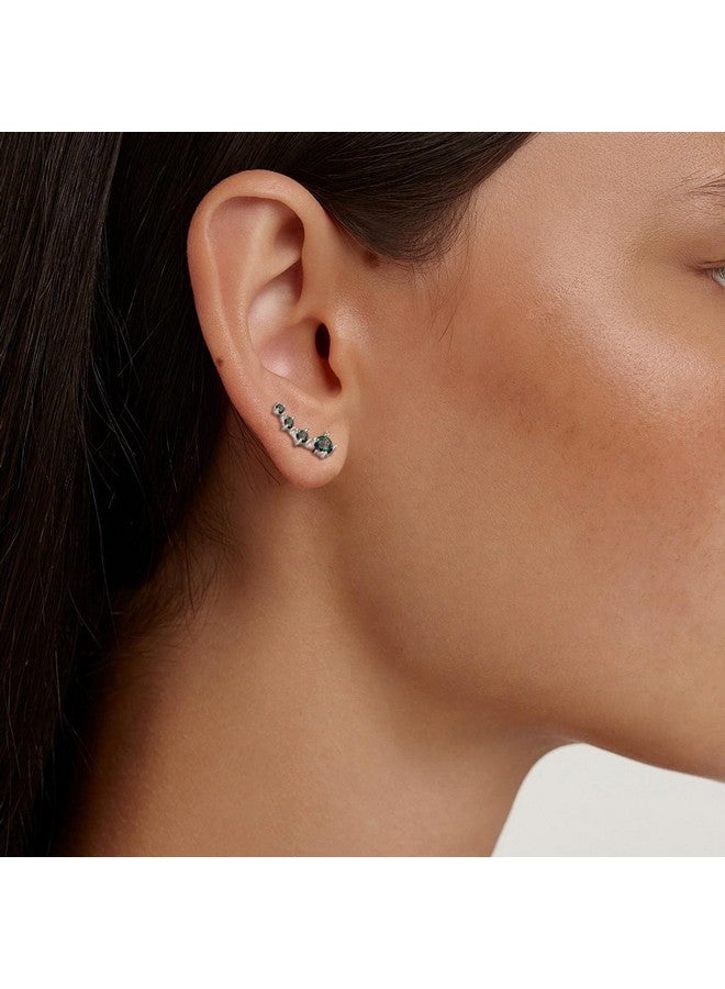 ELEDUCTMON Silver Stud Earrings For Women Trendy - Sterling Silver Ear Climber Earrings Hypoallergenic Post Earrings For Sensitive Ears Colorful Cubic Zirconia Earrings Fashion Women'S Earrings Gift For Birthday - Image 2