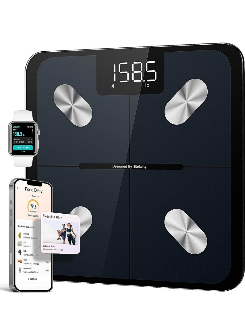 ETEKCITY - Scale for Body Weight and Fat Percentage, Smart Accurate Digital Bathroom Body Composition Bluetooth Weighing Machine for People's BMI, Million-User App Offers Diet & Exercise Plan, 400lb - Image 1