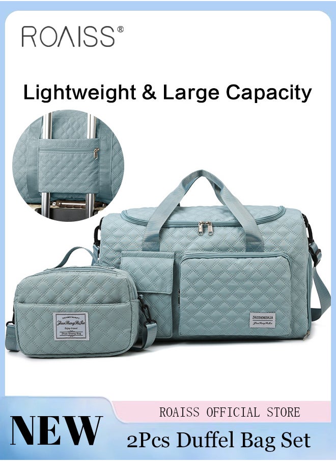 roaiss Large Capacity Duffle Bag and a Small Zipper Pouch Bag Combination Set Unisex Multi Functional Waterproof Shoulder Crossbody Bags Sets for Travel Business Trip or Gym Suitable for both Women and Men  - Image 1