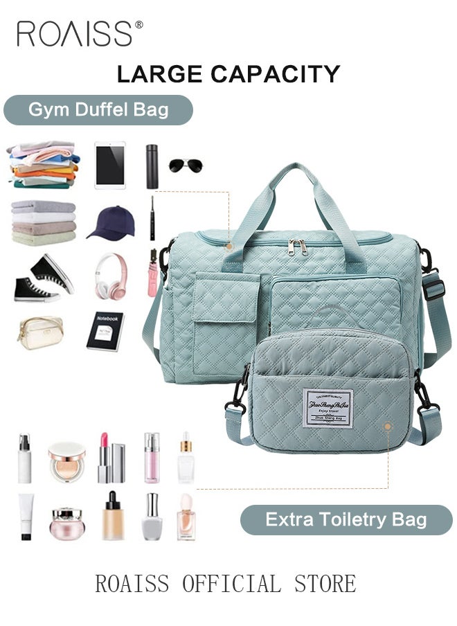 roaiss Large Capacity Duffle Bag and a Small Zipper Pouch Bag Combination Set Unisex Multi Functional Waterproof Shoulder Crossbody Bags Sets for Travel Business Trip or Gym Suitable for both Women and Men  - Image 2