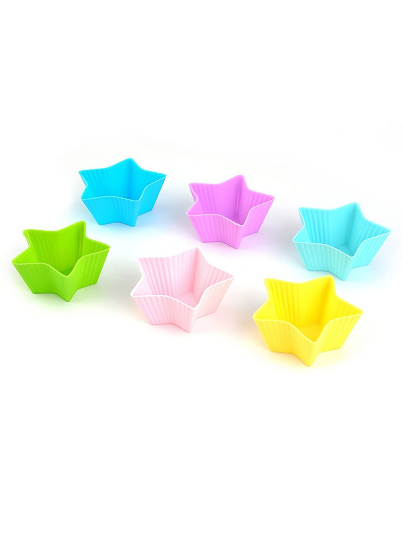 OREN EMPOWER- create your choices Oren Empower Silicone Star Shape Muffin Mould Cake Baking CupsMulticolor Star Shape Set of 6 Pieces  - Image 1