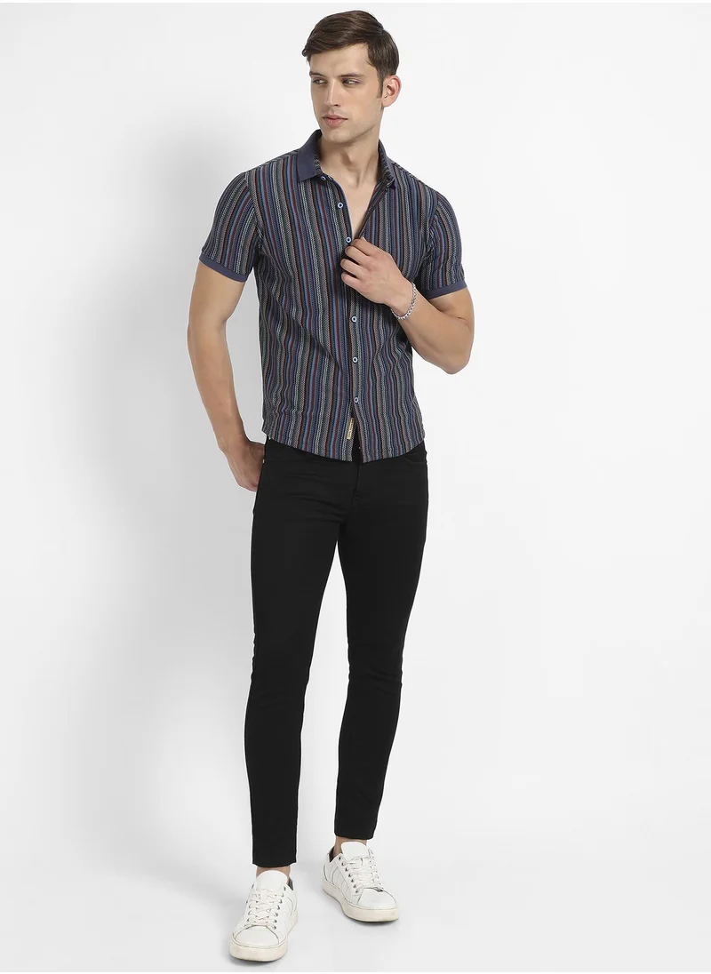 Campus Sutra Men's Multicolour Contrast Knitted Shirt