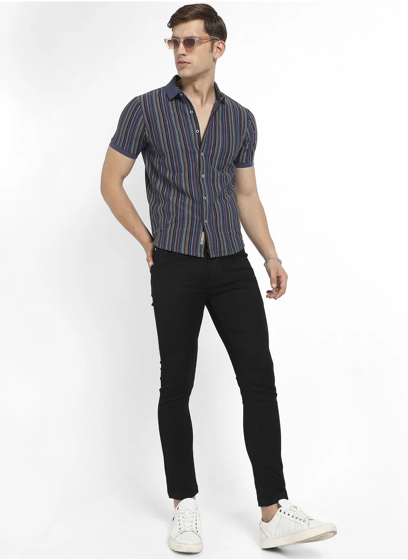 Campus Sutra Men's Multicolour Contrast Knitted Shirt