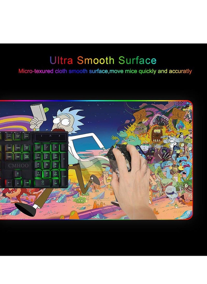 Generic - RGB Gaming Mouse Pad Large Soft RGB Mouse Mat Oversize Glowing Led Extended Mousepad with Different Lighting Modes 80x30cm Non Slip Rubber Base PC Gaming Mouse mat for Gaming and Work - Image 1
