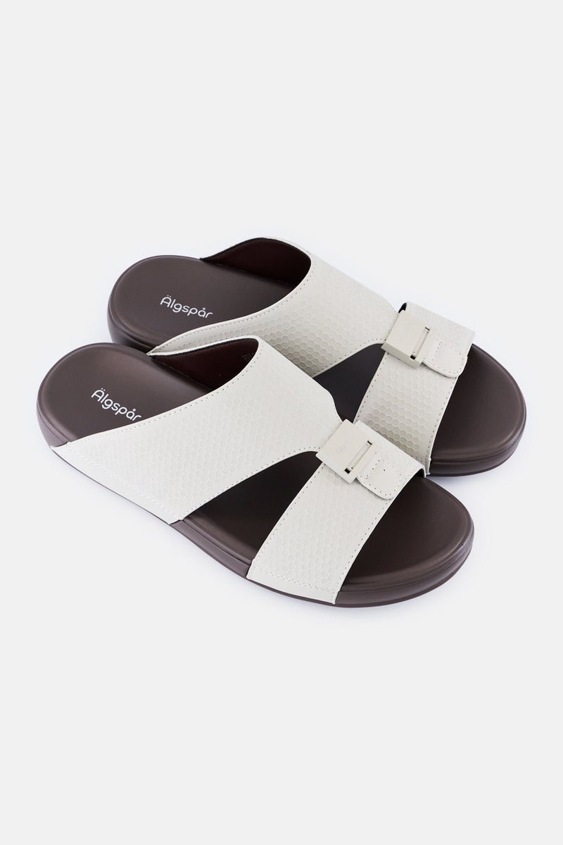 Algspar Men Slip On Arabic Sandals, Beige - Image 2