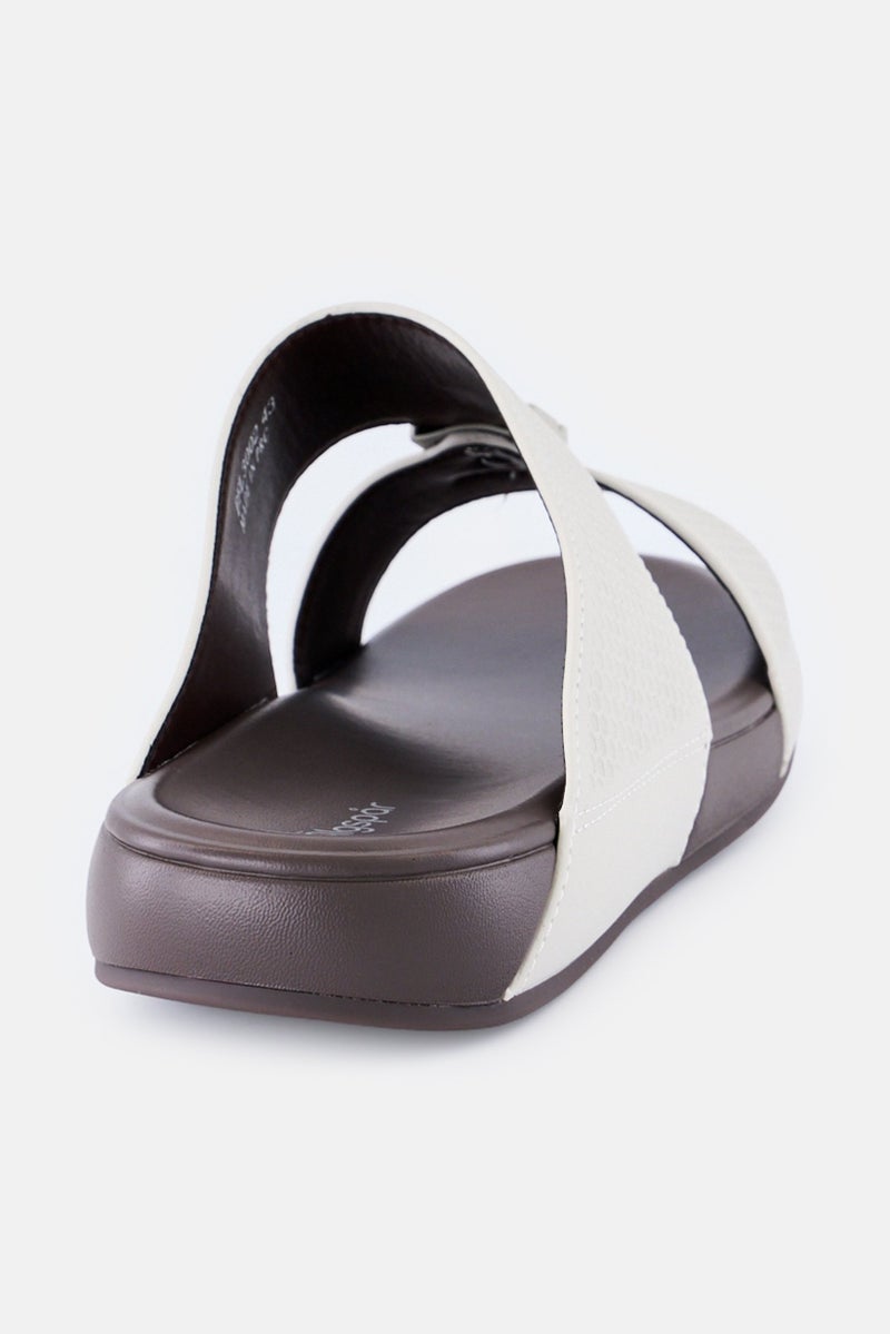 Algspar Men Slip On Arabic Sandals, Beige - Image 3