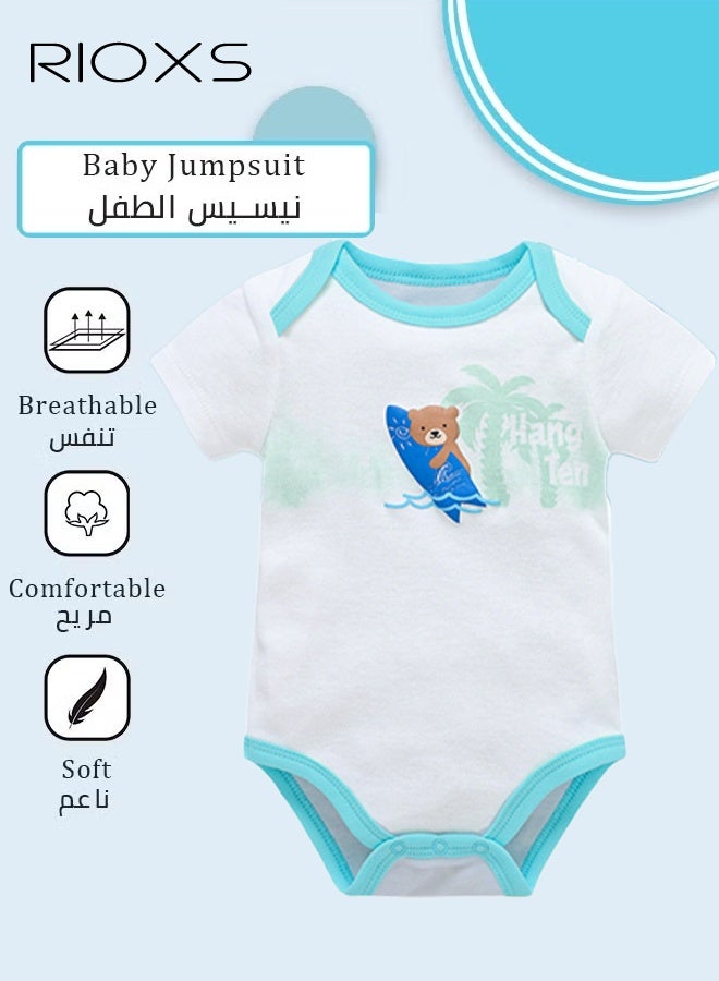 Baby Boys Girls Onepiece Romper Sets 3pcs Summer Baby Bodysuit Half Sleeves Romper Sleep Suit Sets for Baby Made from Lightweight Breathable and Soft Cotton Fabric