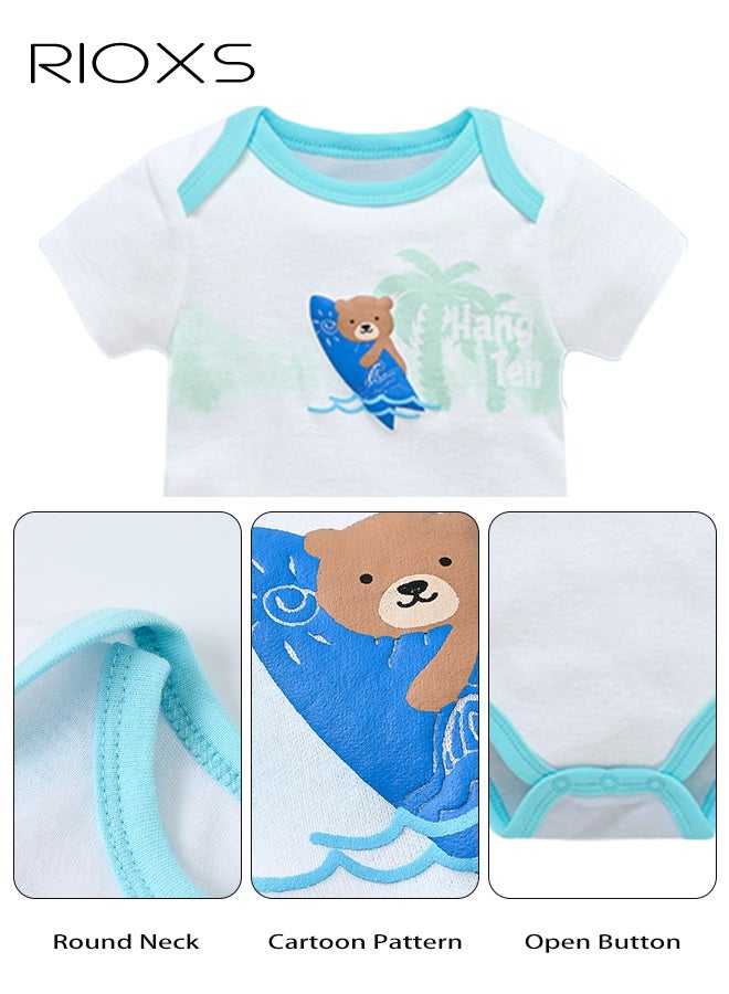 Baby Boys Girls Onepiece Romper Sets 3pcs Summer Baby Bodysuit Half Sleeves Romper Sleep Suit Sets for Baby Made from Lightweight Breathable and Soft Cotton Fabric
