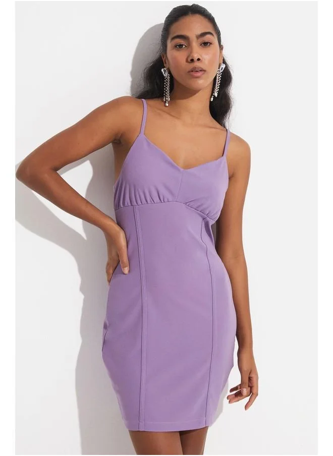 JUNE June Knitted Crepe Dress Lilac