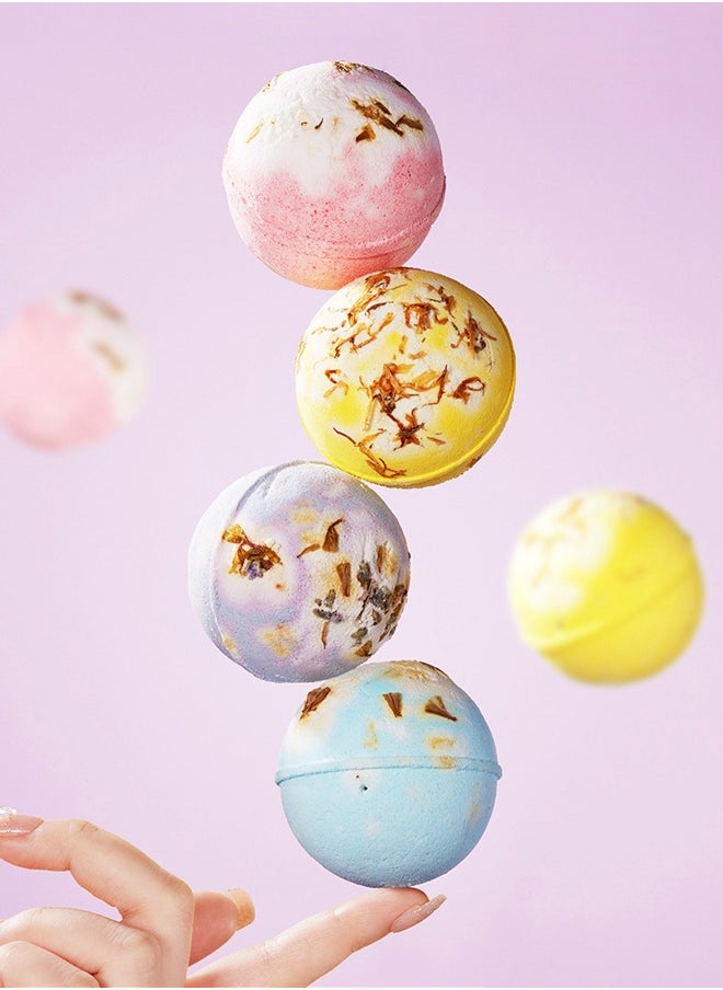 SADOER - 4 types of 100g bath bomb bombs, clean aromatherapy bath balls, lavender scent, lemon scent, rose scent, rosemary scent - Image 1