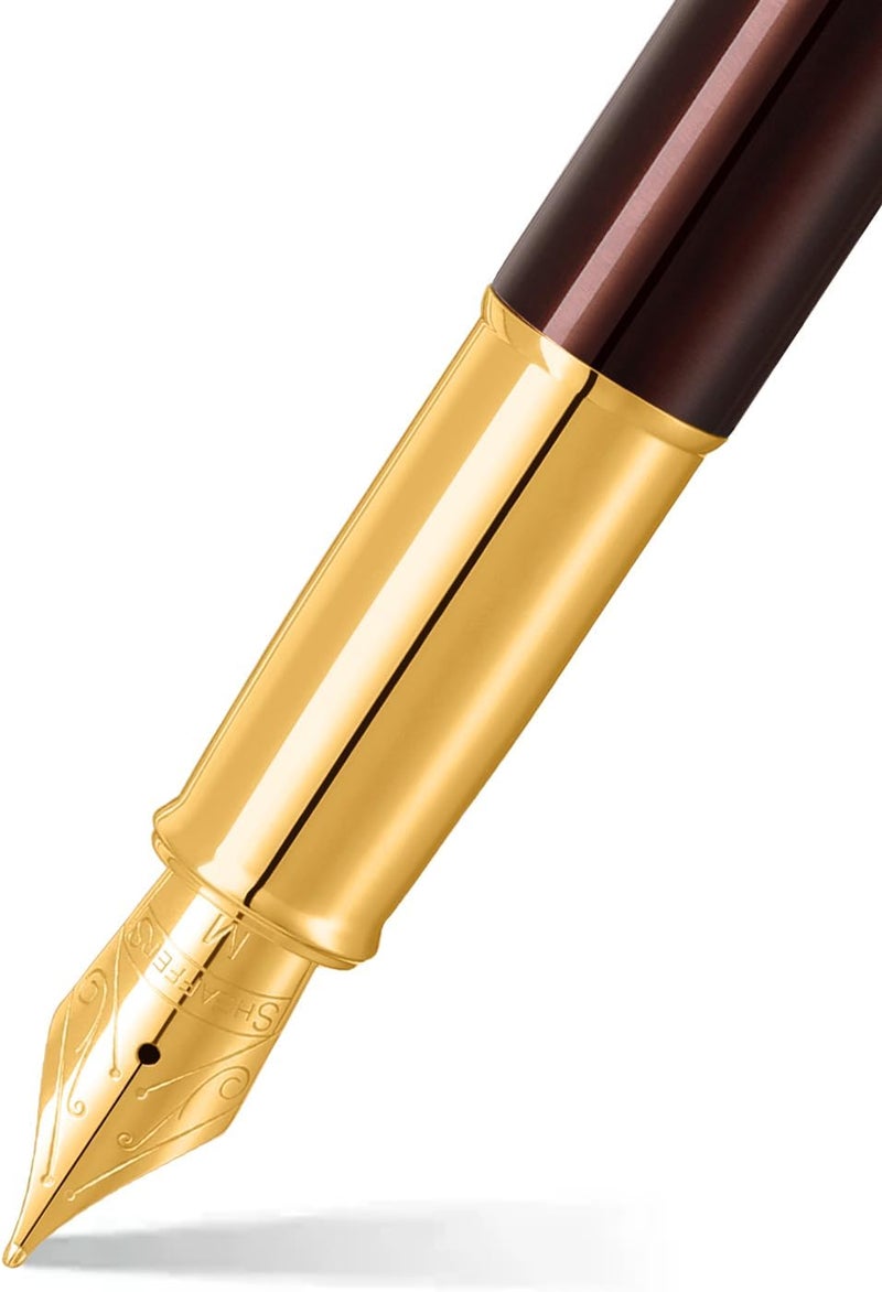 SHEAFFER Sheaffer Gift 100 9370 Fountain Pen Glossy Coffee Brown with PVD Gold tone Trim  Fountain Pen Medium Nib  Premium Pen Gift Set - Image 2