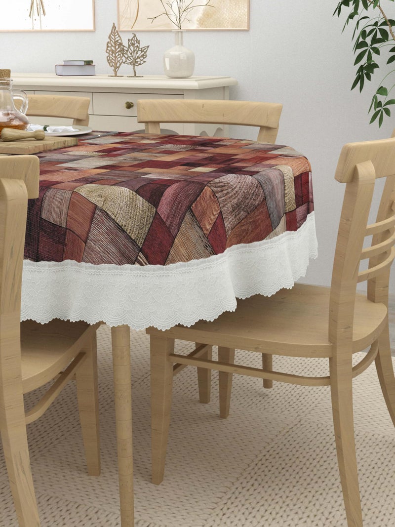 Clasiko 6 Seater Oval Dining Table Cover; 60x90 Inches or 152x228 Cms; Material - PVC; Anti Slip; Maroon Checks; 69042 - Image 2