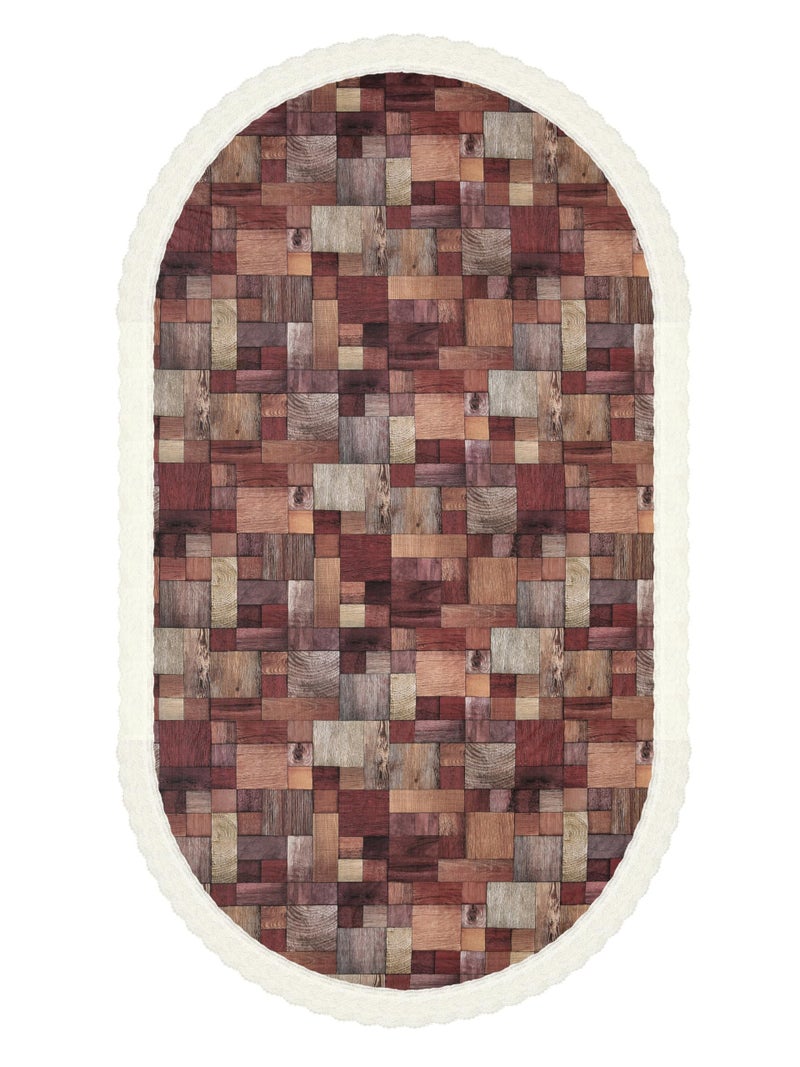 Clasiko 6 Seater Oval Dining Table Cover; 60x90 Inches or 152x228 Cms; Material - PVC; Anti Slip; Maroon Checks; 69042 - Image 4