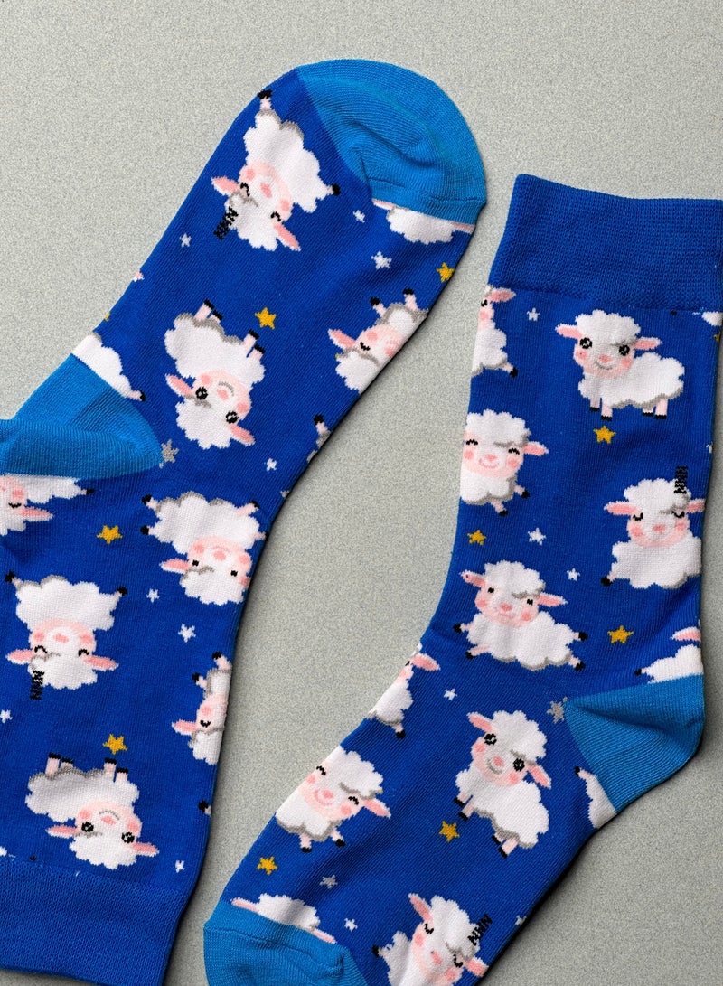 The Socks Hype 2 Pairs Sheep Socks for Men Women - Comfortable Cotton Blend Socks | Suitable for 35-42 Sizes | Adorable Farmyard Design, Perfect for Animal Lovers - Image 2