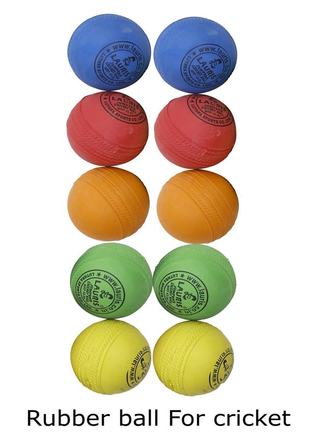 LAURIS Cricket Rubber Ball for Kids Adults for Practice Training and Tournament Gully Indoor Outdoor Pack of 10 Pieces in Different Colors - Image 3