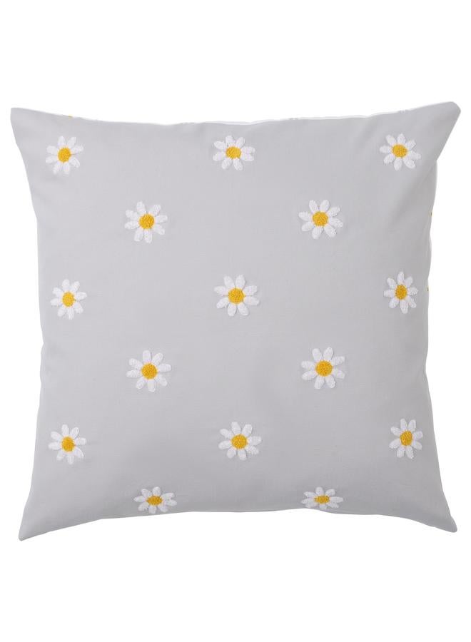Zaboon Cushion cover, floral pattern grey/white, 50x50 cm - Image 1