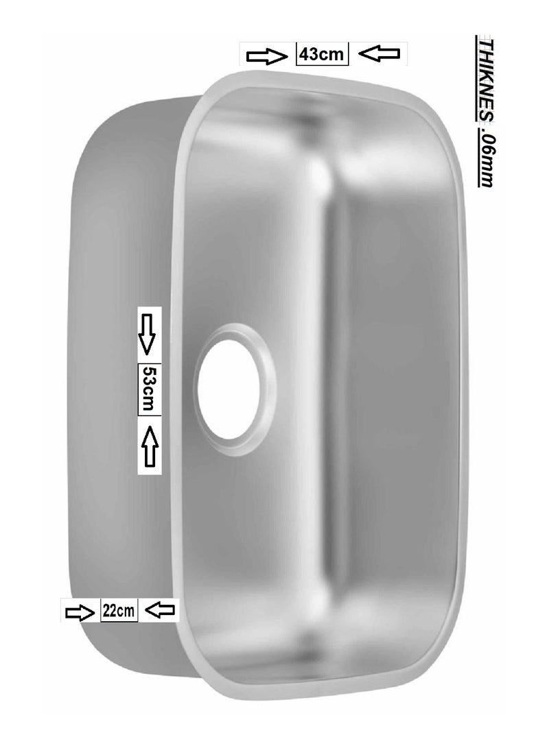 حوض مطبخ 43 سم فى 53 سم 0.06 مللي - Image 2