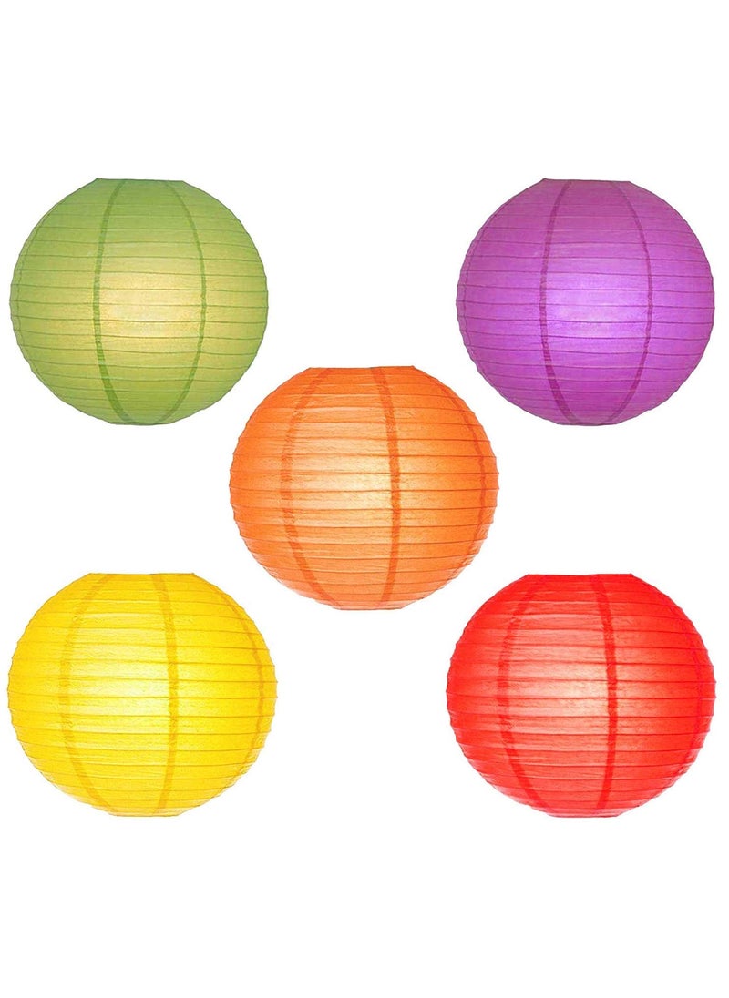 Rangwell Rangwell Hanging Lantern Rice Paper Ball Lamp Shade 12inch Mix Colour Pack of 5  - Image 5