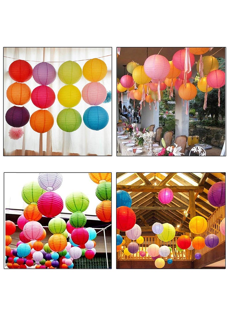 Rangwell Rangwell Hanging Lantern Rice Paper Ball Lamp Shade 12inch Mix Colour Pack of 5  - Image 2