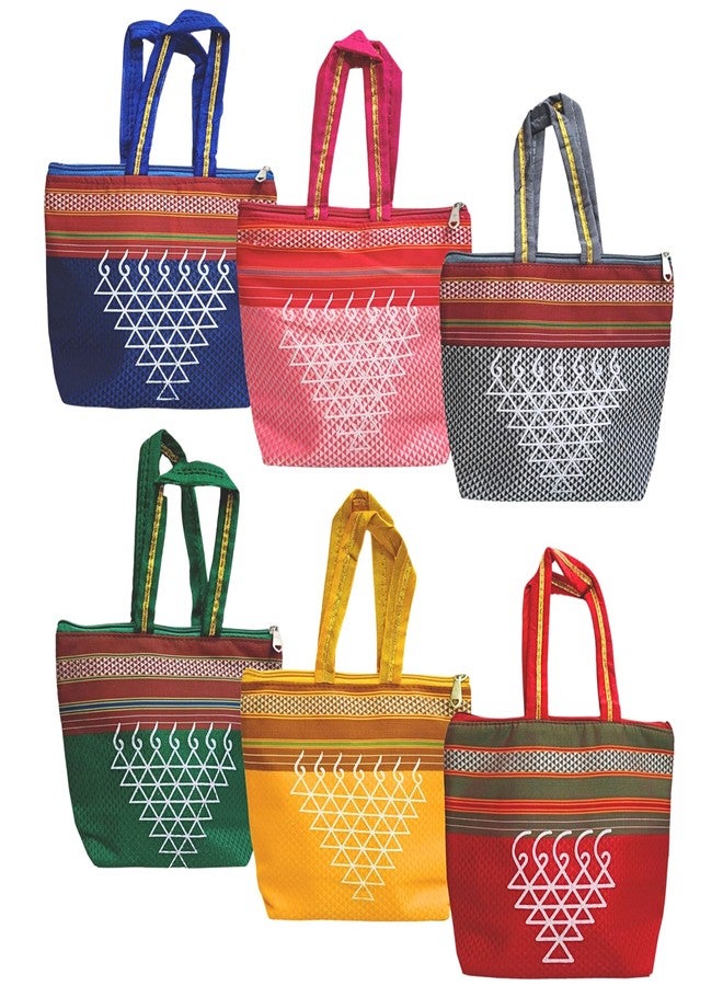 HOMENEX Ethnic Handbag for Women with Zip Closure | Stylish Fabric Shoulder Bag for Daily Use & Gifting | Lightweight Traditional Print Handbag (Pack of 12) - Image 1