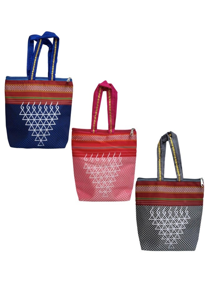 HOMENEX Ethnic Handbag for Women with Zip Closure | Stylish Fabric Shoulder Bag for Daily Use & Gifting | Lightweight Traditional Print Handbag (Pack of 12) - Image 5