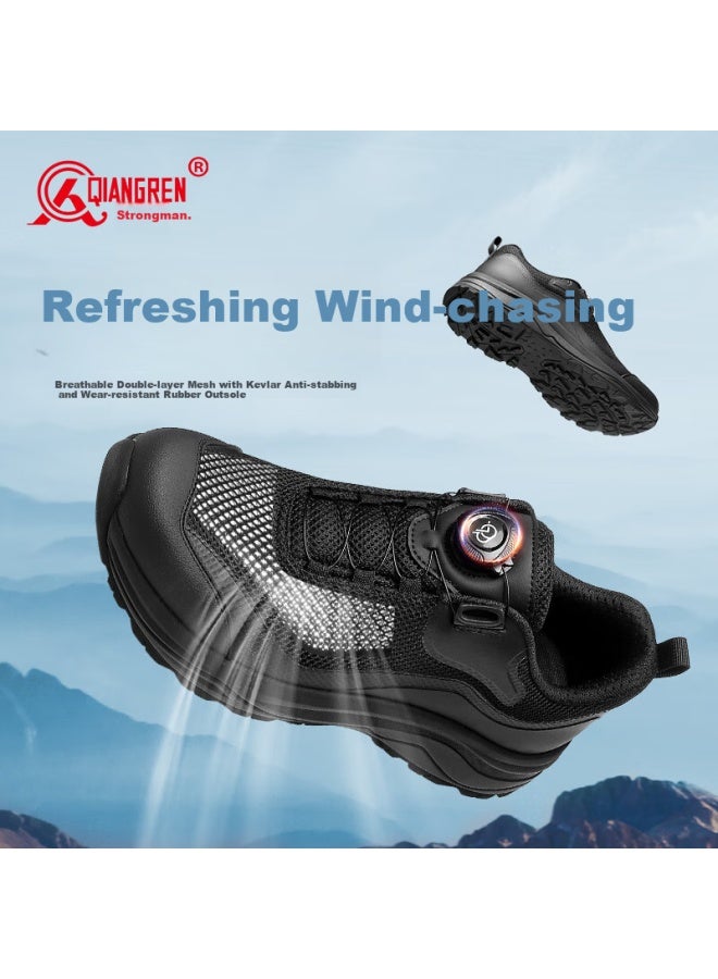 Strongman Men's Breathable Mesh Sports Shoes 3515 Slip-on Outdoor Running Training Shoes Jds020l Black Size 41 - Image 1