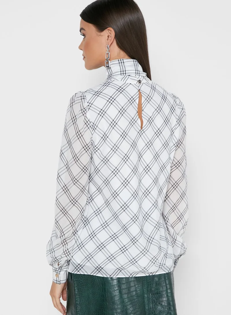 Ted Baker Oanaa Bow Detail Checked Top