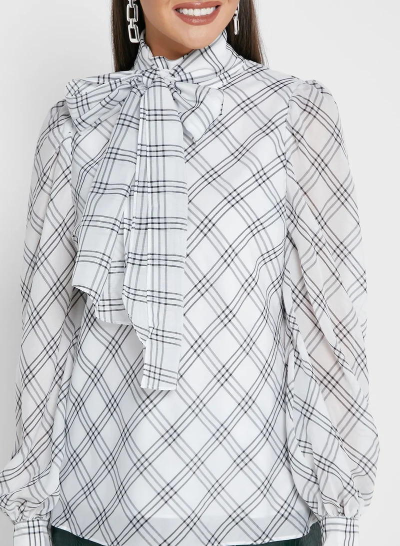 Ted Baker Oanaa Bow Detail Checked Top